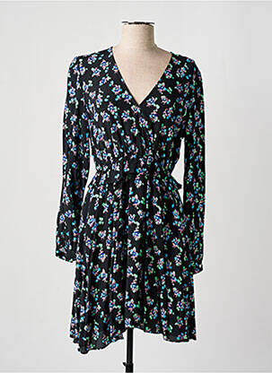 Robe mi-longue imprimé fleurs manches longues noir SCOTCH & SODA femme