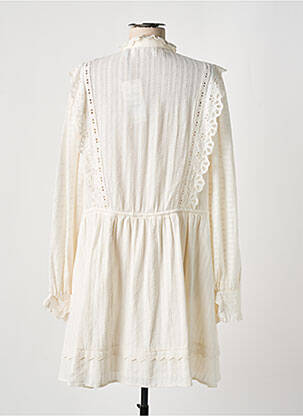 Robe mi-longue manches longues manches longues beige SCOTCH & SODA femme