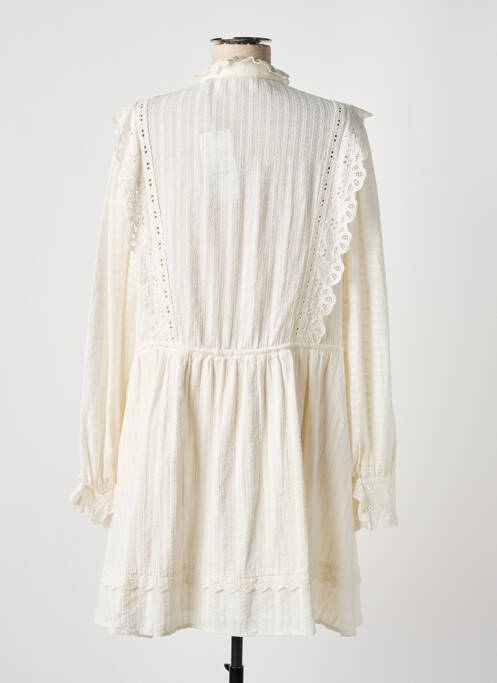 Robe mi-longue manches longues manches longues beige SCOTCH & SODA femme