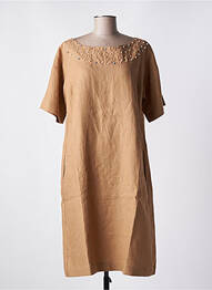 Robe mi-longue tissage crêpe manches courtes marron VLT'S BY VALENTINA'S femme
