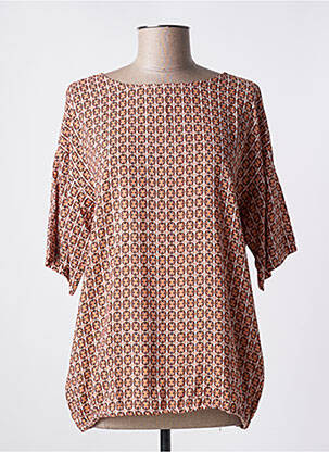 Blouse tissage popeline manches 3/4 orange IMITZ femme