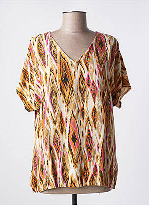 Blouse tissage popeline manches courtes beige CISO femme