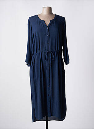 Robe mi-longue coupe fluide manches 3/4 bleu CISO femme