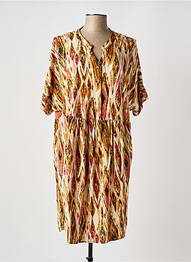Robe mi-longue coupe fluide manches courtes beige CISO femme