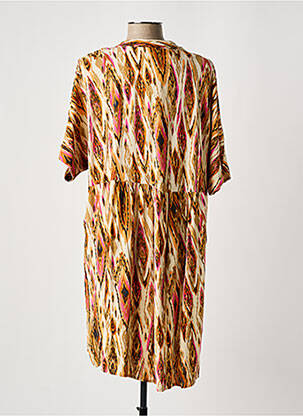 Robe mi-longue coupe fluide manches courtes beige CISO femme