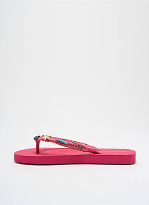 Tongs bout ouvert talon plat jusqu'à 3cm rose BANANA MOON femme