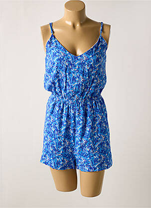 Combishort poches fines bretelles bleu CALIE femme