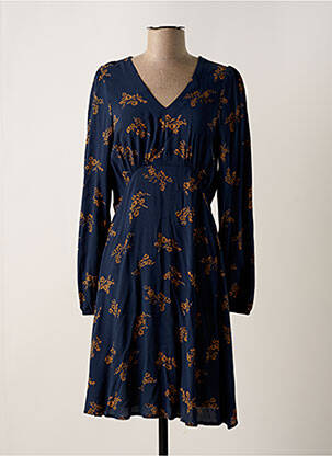 Robe mi-longue imprimé fleurs manches longues bleu B.YOUNG femme