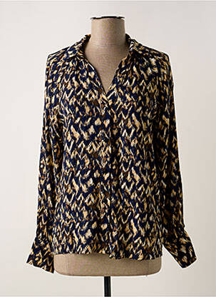 Chemisier tissage crêpe manches longues bleu CALIE femme