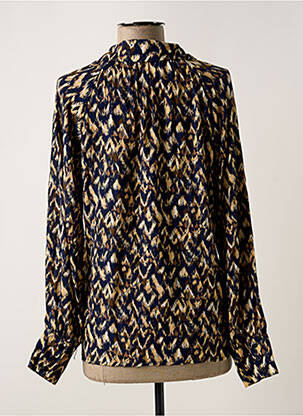 Chemisier tissage crêpe manches longues bleu CALIE femme