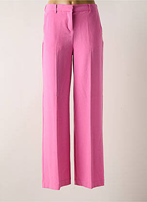 Pantalon large fermeture zippée sous rabat avec crochet taille haute rose B.YOUNG femme