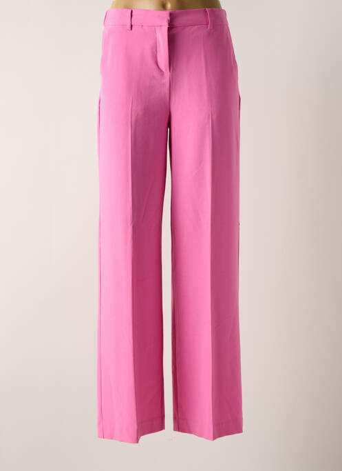 Pantalon large fermeture zippée sous rabat avec crochet taille haute rose B.YOUNG femme