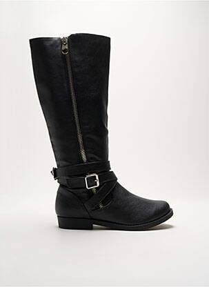 Bottes tissage satiné talon plat jusqu'à 3cm noir JUSTFAB femme