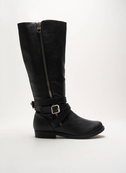 Bottes matière lisse talon plat jusqu'à 3cm noir JUSTFAB femme