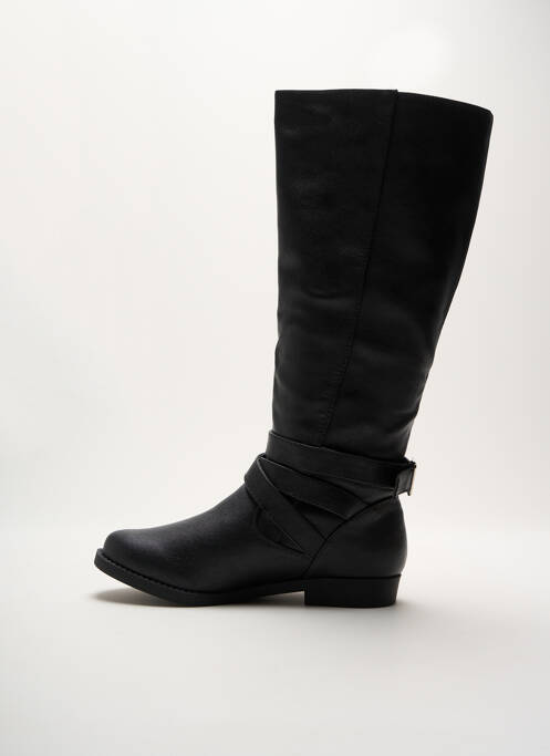 Bottes matière lisse talon plat jusqu'à 3cm noir JUSTFAB femme