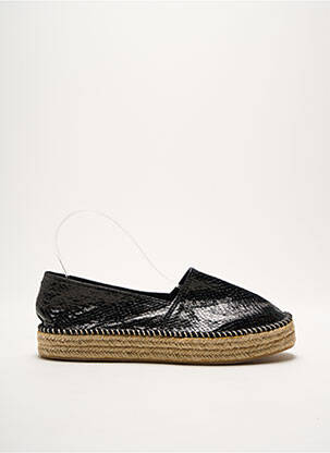 Espadrilles tissage satiné talon plat jusqu'à 3cm noir JUSTFAB femme