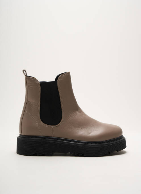 Bottines/boots matière lisse talon de 4 à 6cm beige ANNA VIRGILI femme