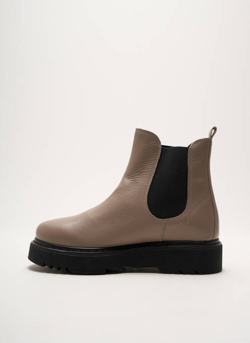 Bottines/boots matière lisse talon de 4 à 6cm beige ANNA VIRGILI femme