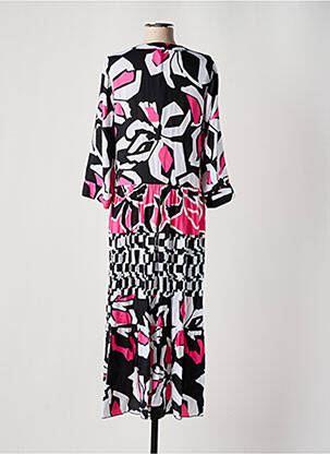Robe longue imprimé fantaisie manches 3/4 noir FABER femme
