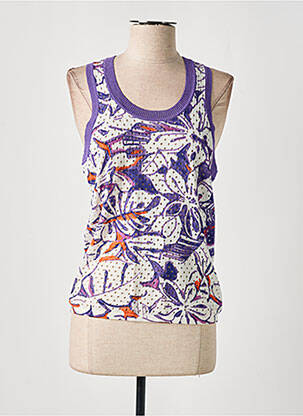 Pull maille ajourée sans manche violet TWINSET femme