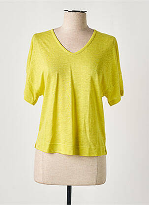 Top coupe fluide manches courtes jaune LUISA CERANO femme