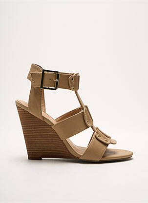 Sandales/nu pieds matière lisse talon haut de 10cm et plus beige JUSTFAB femme