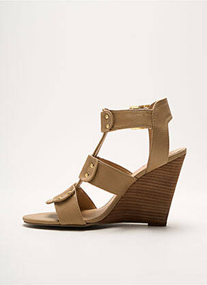Sandales/nu pieds matière lisse talon haut de 10cm et plus beige JUSTFAB femme