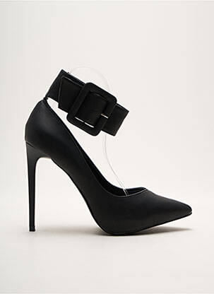 Escarpins tissage satiné talon haut de 10cm et plus noir JUSTFAB femme