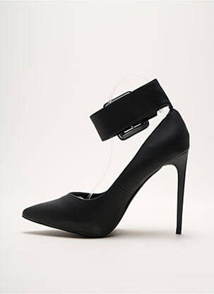 Escarpins tissage satiné talon haut de 10cm et plus noir JUSTFAB femme