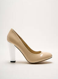 Escarpins matière lisse talon haut de 10cm et plus beige JUSTFAB femme
