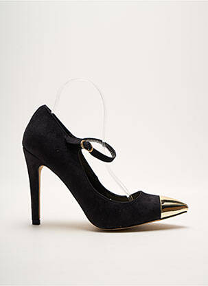 Escarpins tissage satiné talon haut de 10cm et plus noir JUSTFAB femme
