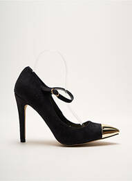 Escarpins tissage satiné talon haut de 10cm et plus noir JUSTFAB femme