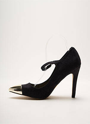 Escarpins tissage satiné talon haut de 10cm et plus noir JUSTFAB femme