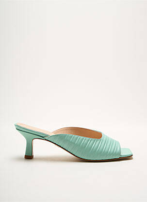 Mules/sabots matière lisse talon de 4 à 6cm vert ANNA VIRGILI femme