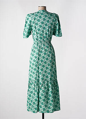 Robe longue imprimé fantaisie manches courtes vert ANGE femme