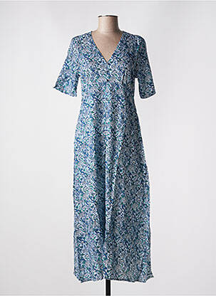 Robe longue manches courtes manches courtes bleu ANGE femme