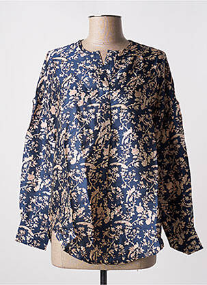 Blouse imprimé fleurs manches longues bleu BELLA JONES femme