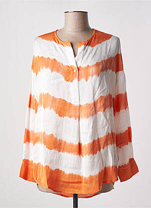 Blouse tissage popeline manches longues orange BELLA JONES femme