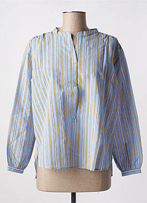 Blouse poignets boutonnés avec fente manches longues bleu BELLA JONES femme