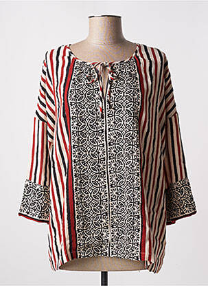 Blouse tissage popeline manches 3/4 beige STELLA FOREST femme