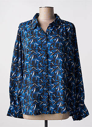 Chemisier imprimé fleurs manches longues bleu ANGE femme