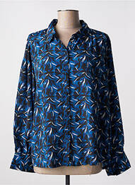 Chemisier imprimé fleurs manches longues bleu ANGE femme