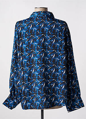 Chemisier imprimé fleurs manches longues bleu ANGE femme
