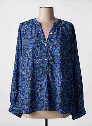 Blouse imprimé fantaisie manches longues bleu ANGE femme