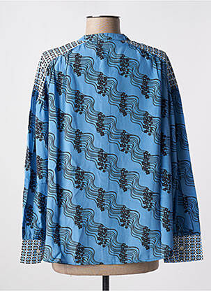Chemisier imprimé fantaisie manches longues bleu ANGE femme