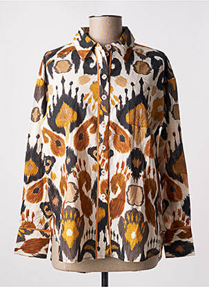 Chemisier imprimé fantaisie manches longues marron STELLA FOREST femme