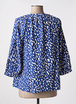 Chemisier tissage crêpe manches 3/4 bleu ANGE femme