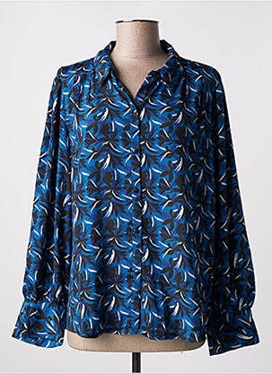 Chemisier imprimé fantaisie manches longues bleu ANGE femme
