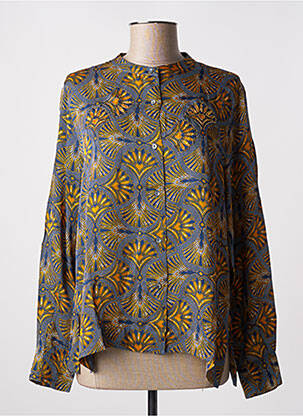 Chemisier imprimé fantaisie manches longues bleu BELLA JONES femme