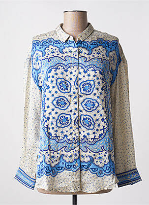 Chemisier imprimé fantaisie manches longues bleu BELLA JONES femme